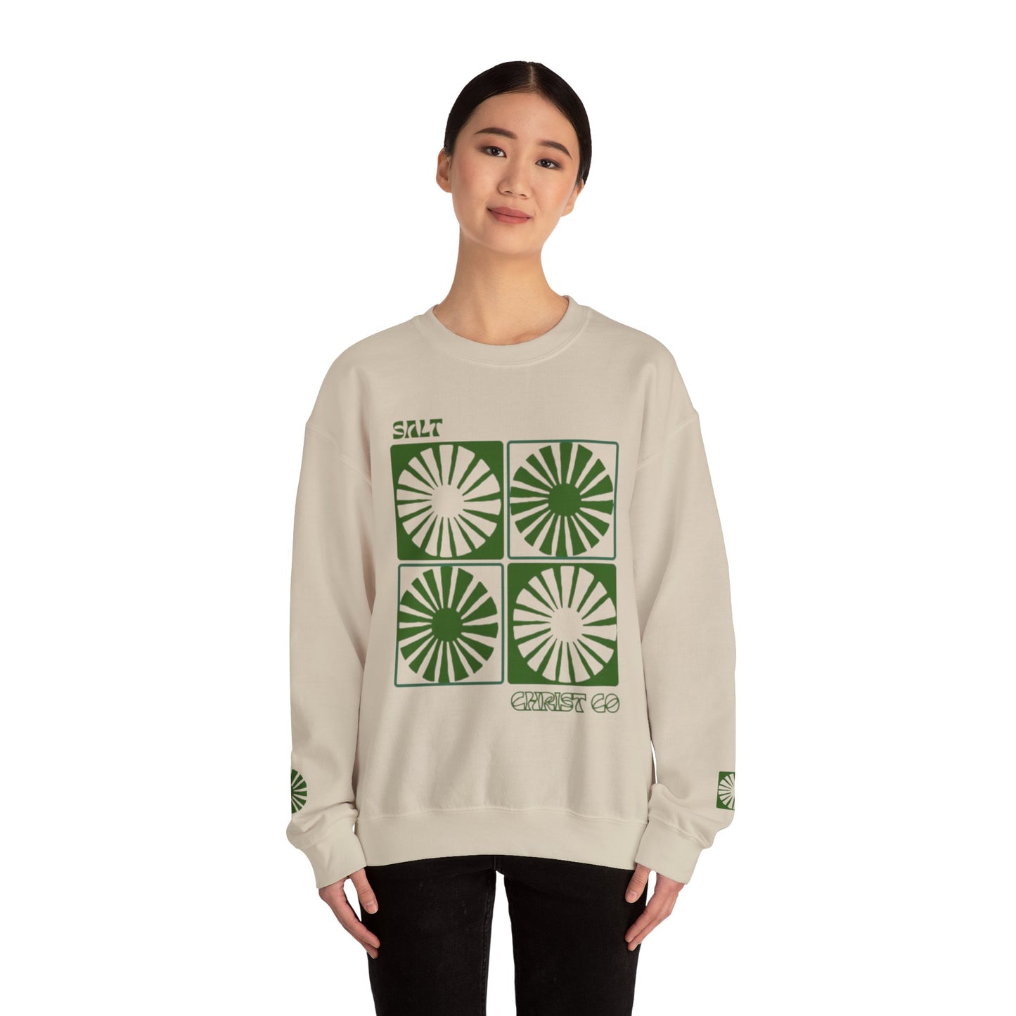 Retro Green Sun Crewneck